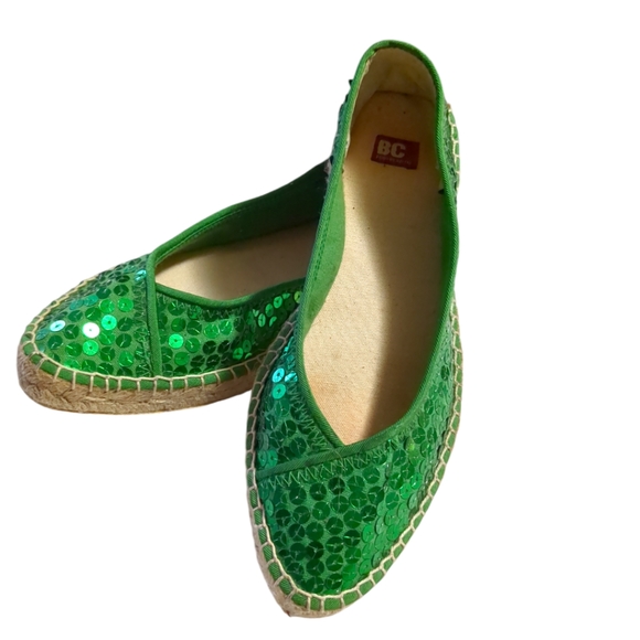 3/25BC Footwear Green Sequin Flats Size 6 - Picture 7 of 14